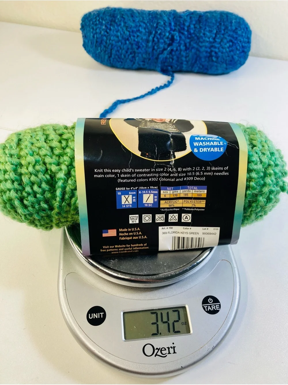 Homespun 1 NWOT Blue (6.28 oz) and 1/2 Florida Keys Green (3.42 oz)